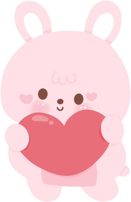 Cute bunny rabbit hug valentine heart kawaii animal